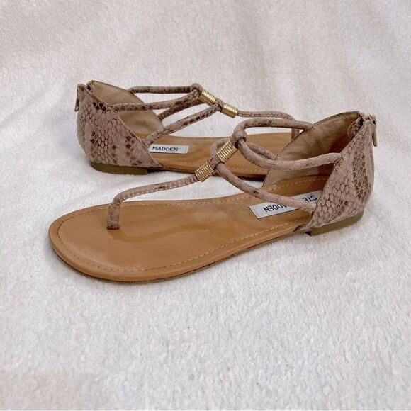 Steve Madden Light Brown and Gold Toned Rantt Sandals Size 6.5 - Picture 7 of 13